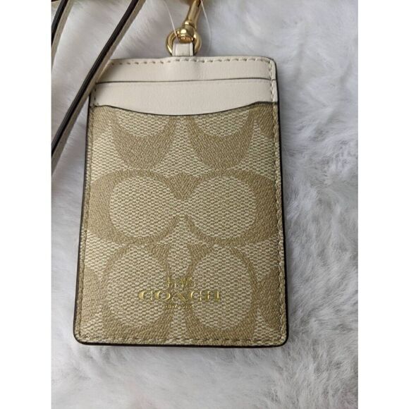 Coach Cream‎ & Tan ID Lanyard in Signature Monogram CC's New - Picture 3 of 6